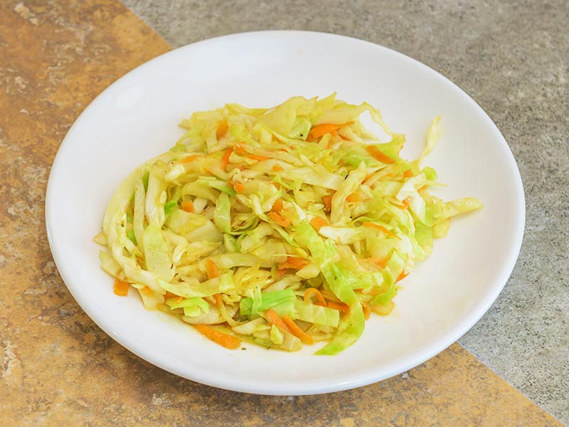 Steamed cabbage in a bowl